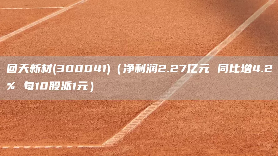 回天新材(300041)（凈利潤2.27億元 同比增4.2% 每10股派1元）(圖1)